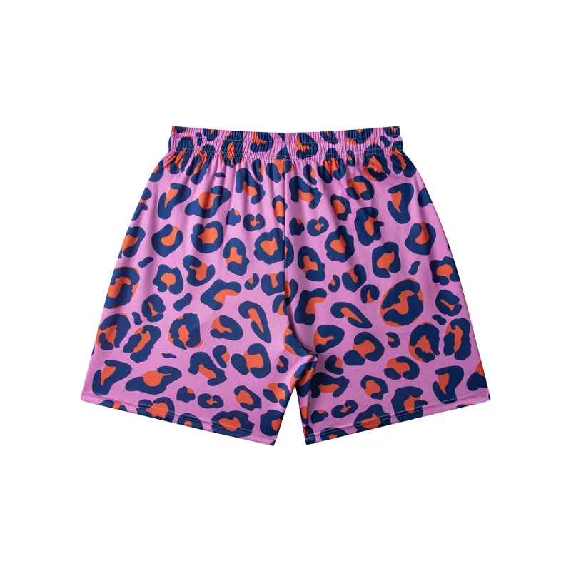 SIMPLE RIMLESS/SRME x TRESPASS Sports Shorts Unisex Blue Leopard Print-13