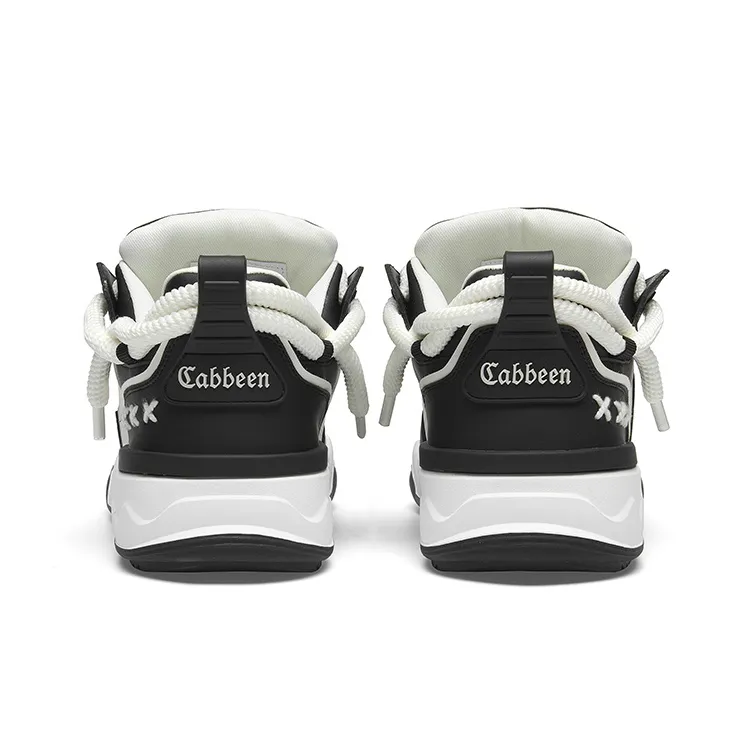 Cabbeen Versatile Casual Puffy Shoes Anti-Slip Wear-Resistant Low-Top Skateboard Shoes Men's Black Romantic Confessions-3
