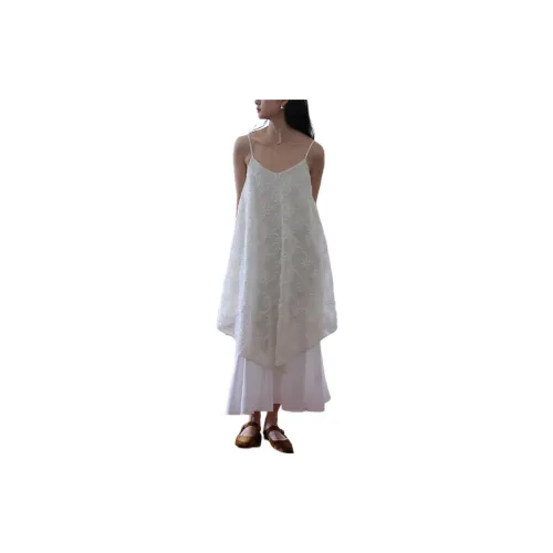 BLUEerror Slip Dresses Women's Skin-Texture White