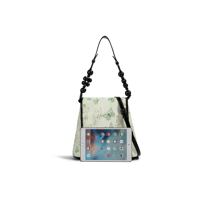 CentarlKatty PU Shoulder Bag Women's Black Light Green Butterfly-1