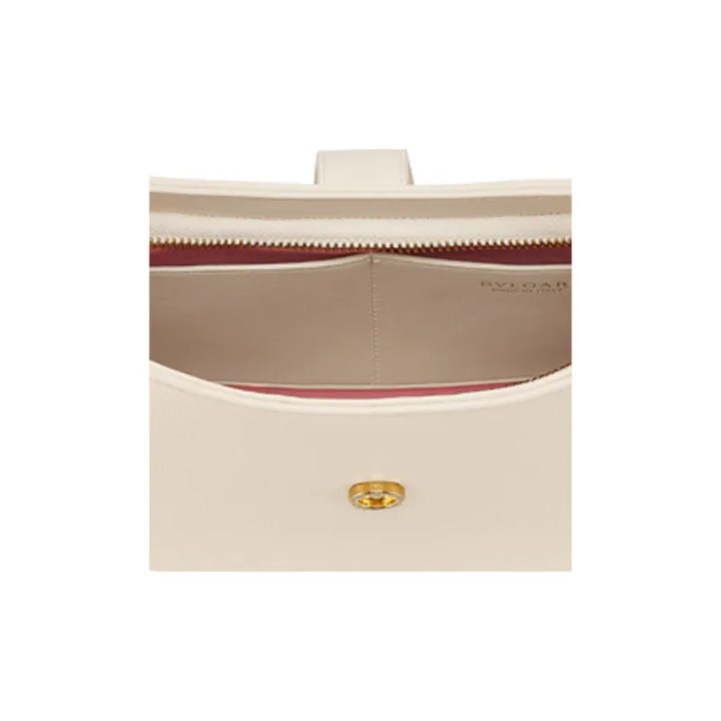 BVLGARI Serpenti Ellipse Cow Leather Shoulder Bag Crossbody Bag Women's Ivory White-4
