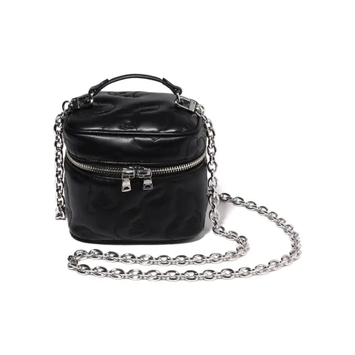 A BATHING APE Synthetic Leather Crossbody Portable Makeup Bag Women's Black