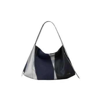 KUNOGIGI Cow Leather Kite Tote Shoulder Bag Women's Silver Denim