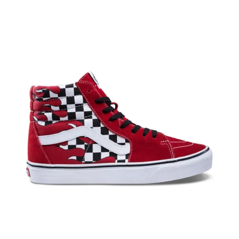 Vans SK8 HI Red Checker Flame 'Red Black White'-1
