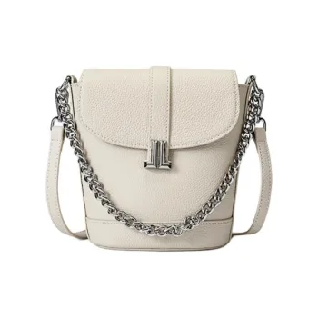 ST&SAT Top Grain Cow Leather Crossbody Bag Small Size Women's Elegant White/Elegant Black
