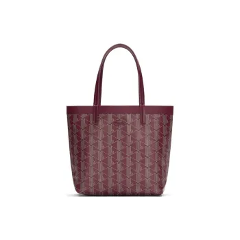 LACOSTE PVC Tote Bag Shopping Bag Handbag Small Size Women's Dark Red & Apricot