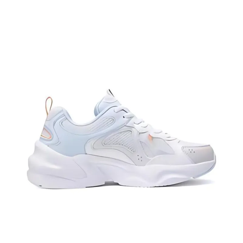 Skechers Cushioned Anti Slip Wear Resistant Lightweight Height Increasing Low Top Chunky Sneakers Women's White Orange-1