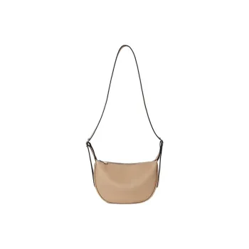 ST&SAT Top Grain Cow Leather Shoulder Bag Crossbody Bag Medium Size Women's Elegant White/Khaki