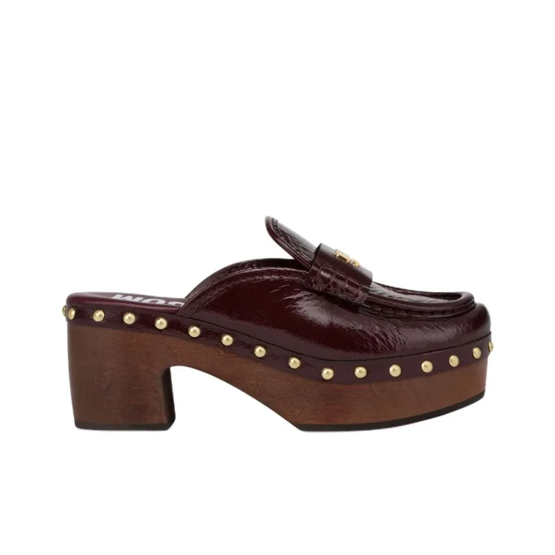 MOSCHINO Closed Toe Slippers 7cm Women's Red Brown-1