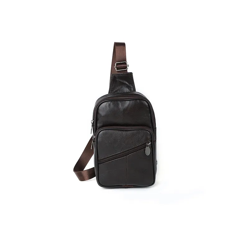 ROSEROOEN Top Grain Cow Leather Sling Bag Regular Unisex Coffee/Black/Brown-5