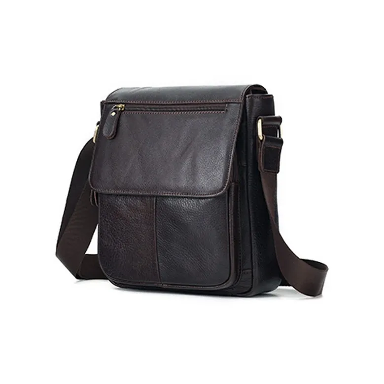 ROSEROOEN Top Grain Cow Leather Shoulder Bag Regular Men's Coffee/Black-1