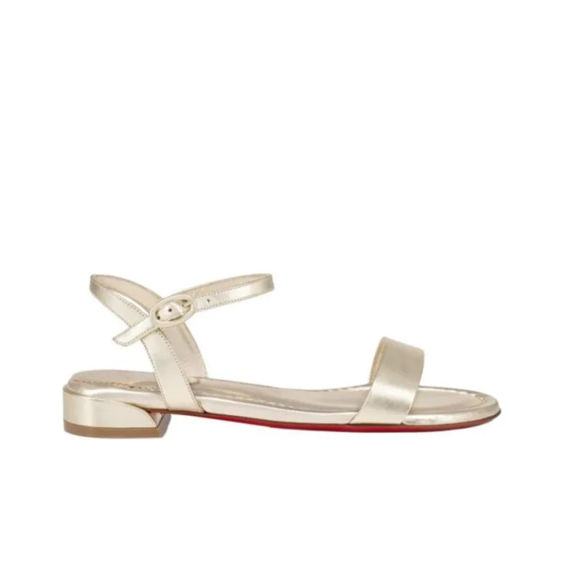 CL LUBOTING Sweet Jane Strap Sandals Women's White Gold-1