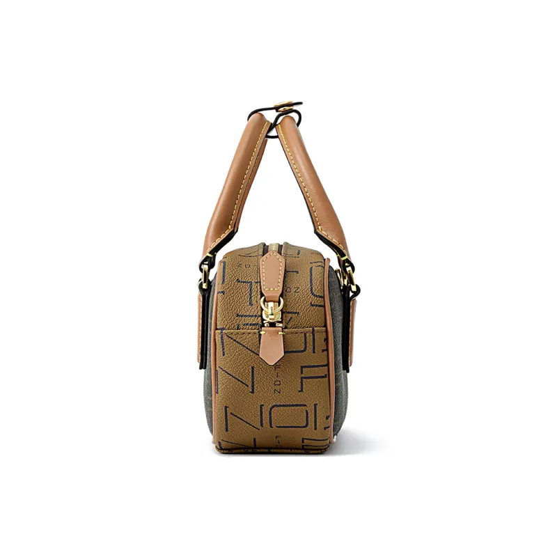 FION Artificial Leather Small Square Bag, Shoulder Bag, Crossbody Bag, Handbag Women's Coffee/Caramel-3