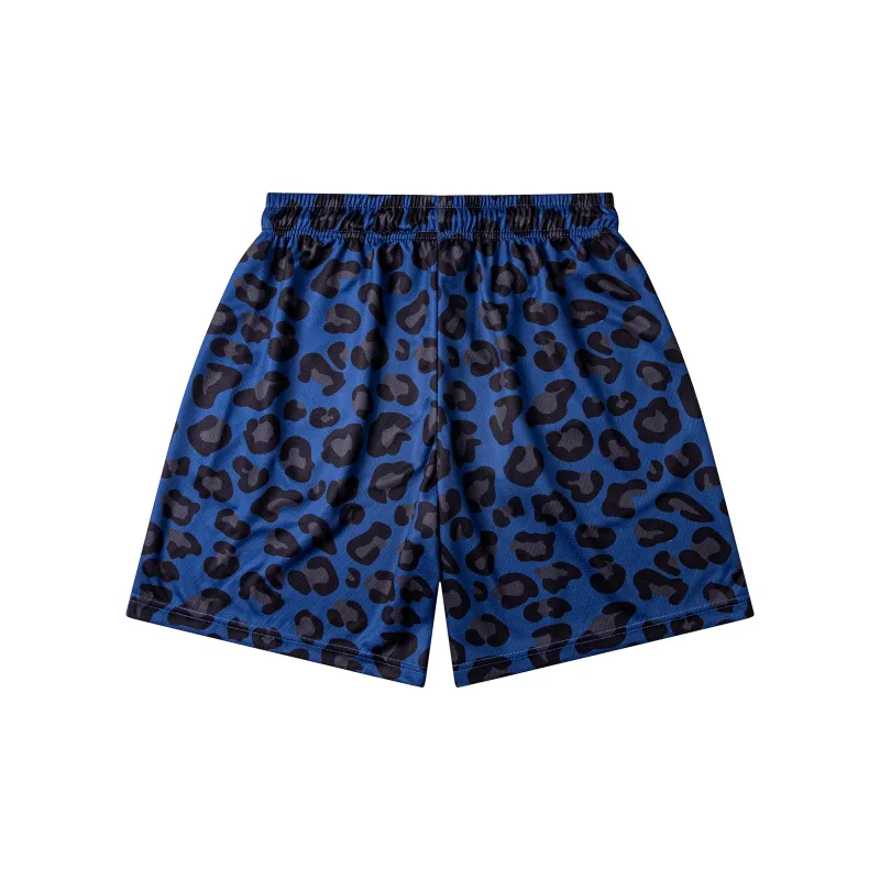 SIMPLE RIMLESS/SRME x TRESPASS Sports Shorts Unisex Blue Leopard Print-1