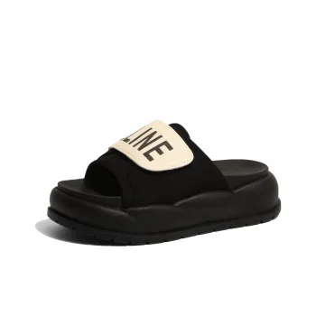 SHUXI Stitching Slip Resistant Slide Slippers Women's Black