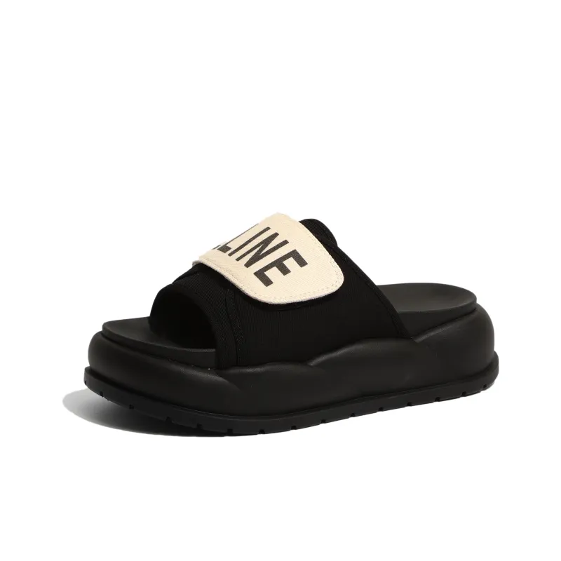 SHUXI Stitching Slip Resistant Slide Slippers Women's Black-0