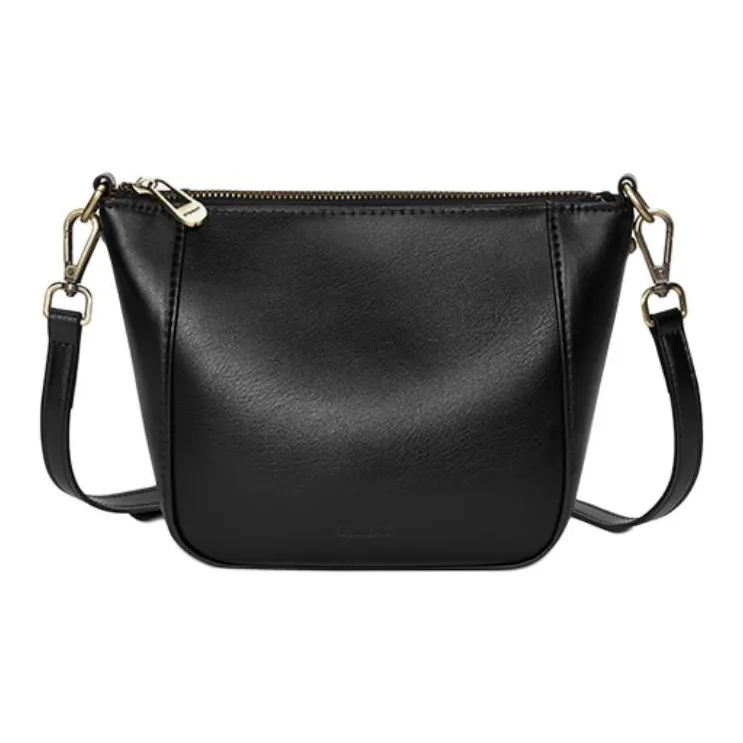 ST&SAT Top Grain Cow Leather Shoulder Bag, Crossbody Bag Medium Size Women's Elegant White/Elegant Black-6
