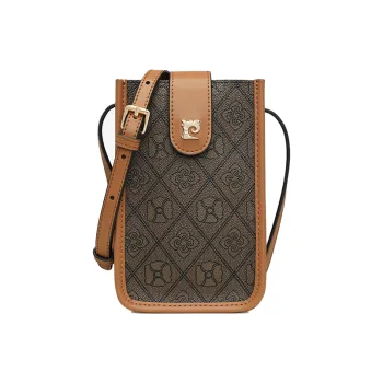 PIERRE CARDIN PVC Monogram Bag Shoulder Bag Crossbody Bag Travel Commute Cell Phone Pouch Regular Women's Brown