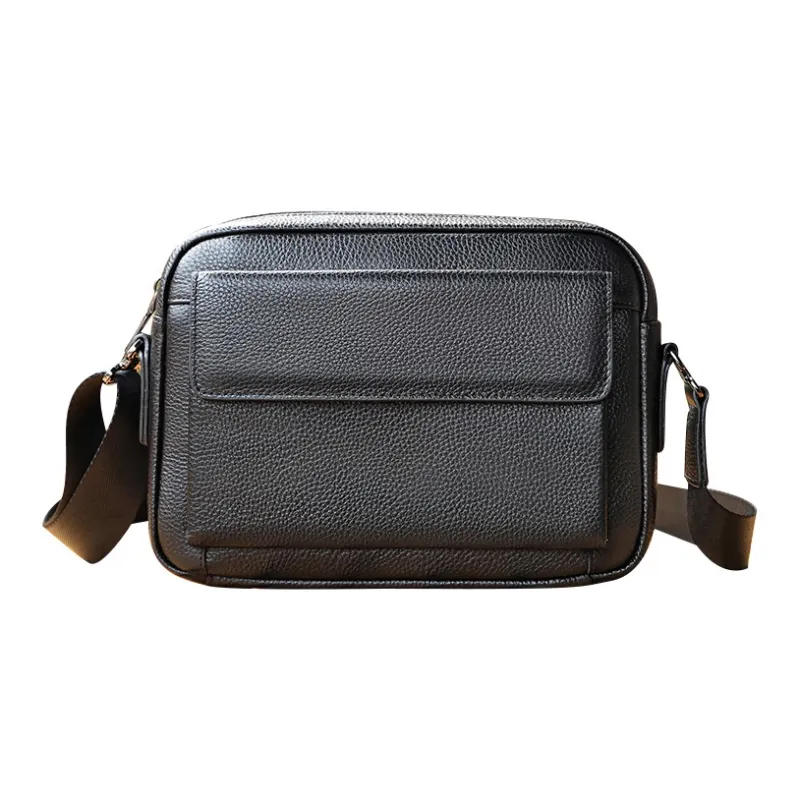 DOSRFINI Top Grain Cow Leather Shoulder Bag Regular Men's Black-3