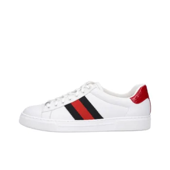 GUCCI ACE Low Top Skateboard Shoes Men's White Red
