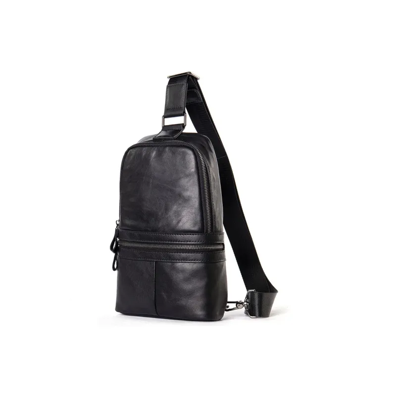DOSRFINI Genuine Leather Sling Bag Small Size Men's Black-0