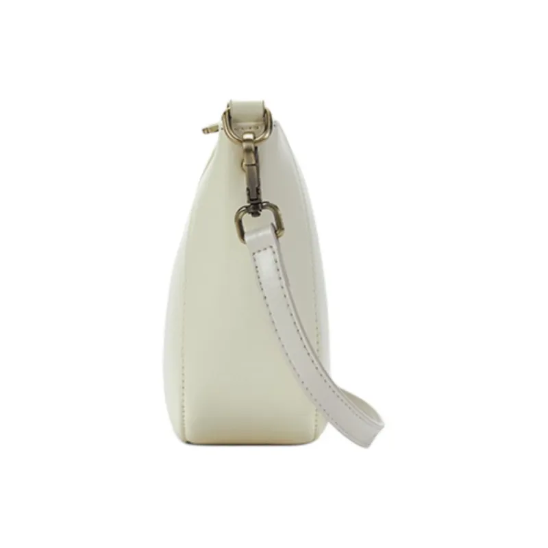 ST&SAT Top Grain Cow Leather Shoulder Bag, Crossbody Bag Medium Size Women's Elegant White/Elegant Black-3