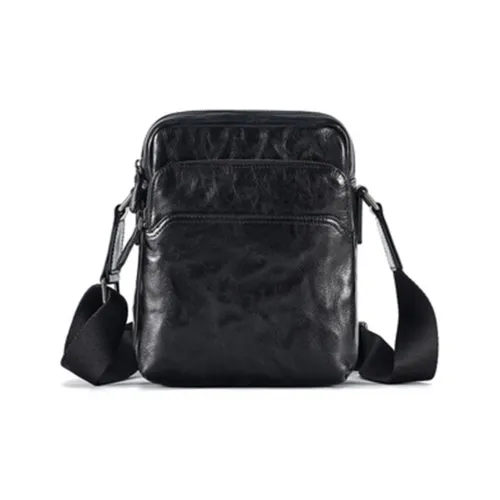 ROSEROOEN Top Grain Cow Leather Shoulder Bag Regular Men's Coffee/Black