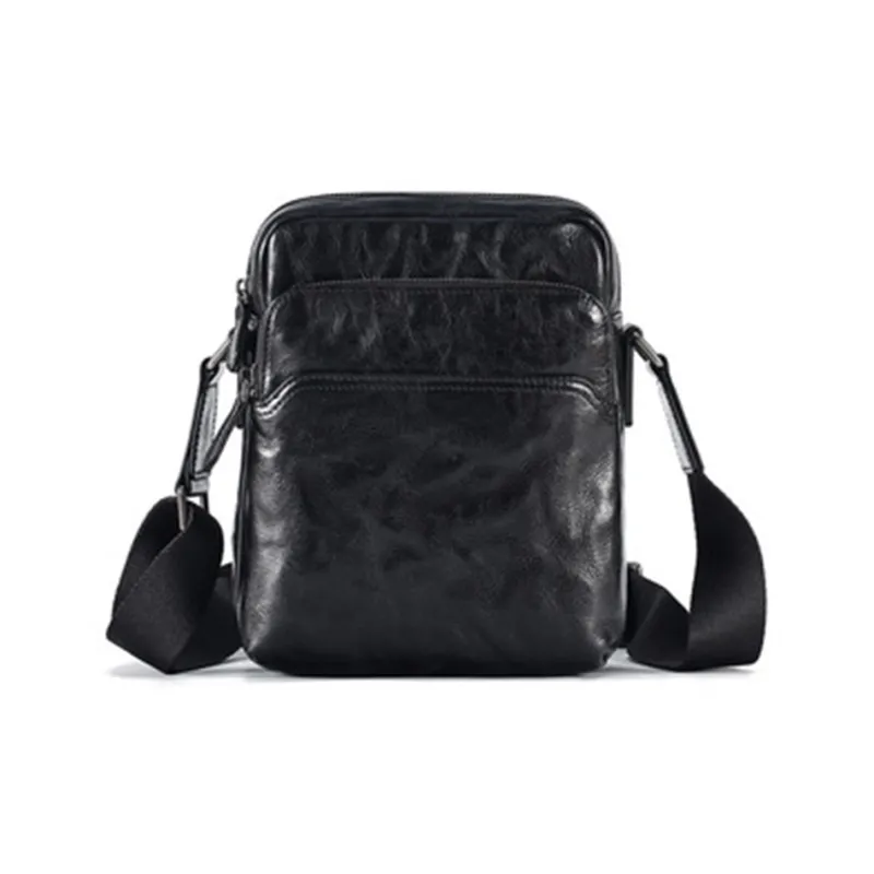 ROSEROOEN Top Grain Cow Leather Shoulder Bag Regular Men's Coffee/Black-5