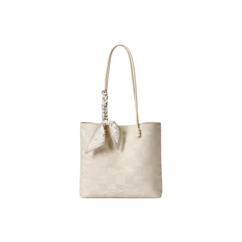 ST&SAT Top Grain Cow Leather Tote Bag Shopping Bag Handbag Shoulder Bag Large Size Women's Khaki/Black/Silver