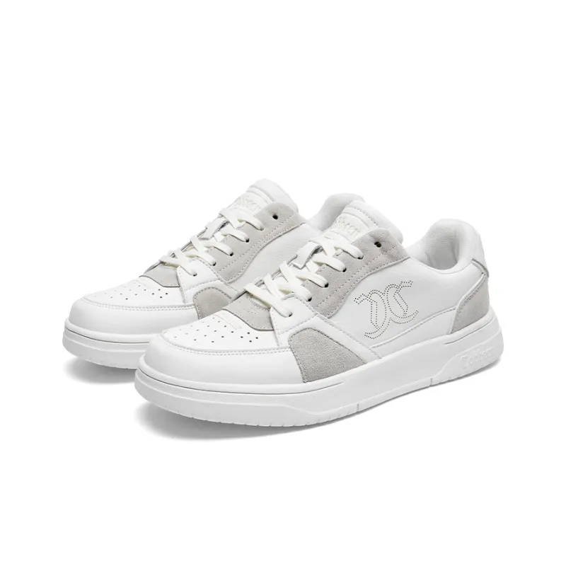 Cabbeen Patchwork Business Casual Date Lightweight And Breathable Low Top Skateboard Shoes Men's Ecru-2