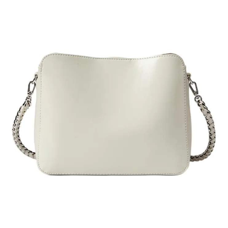 ST&SAT Cow Leather Crossbody Bag Large Size Women's Elegant White/Dreamy Silver/Elegant Black-3