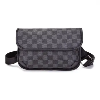 Carksky PVC Shoulder Bag Crossbody Bag Regular Unisex Black Gray Plaid