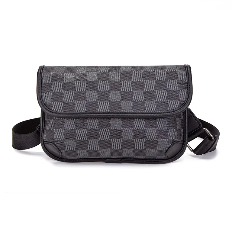 Carksky PVC Shoulder Bag Crossbody Bag Regular Unisex Black Gray Plaid-0