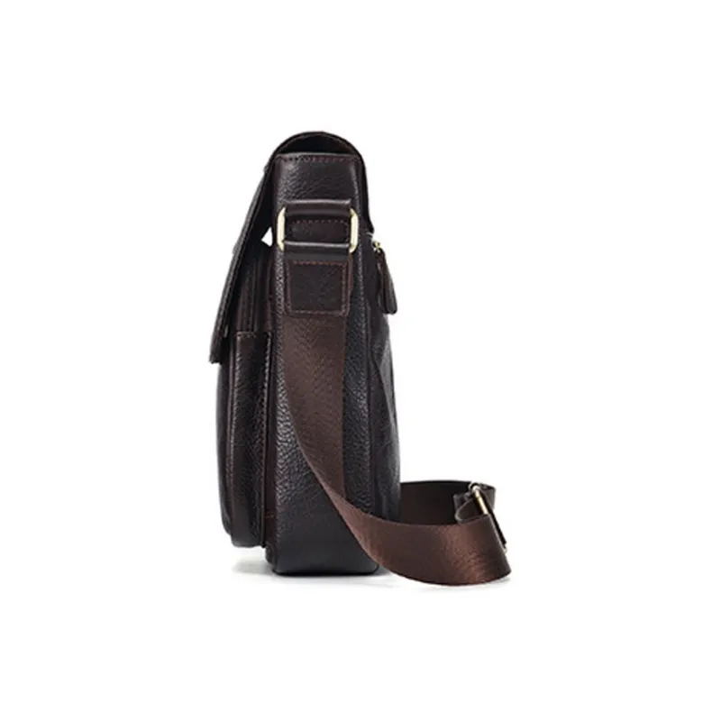 ROSEROOEN Top Grain Cow Leather Shoulder Bag Regular Men's Coffee/Black-3
