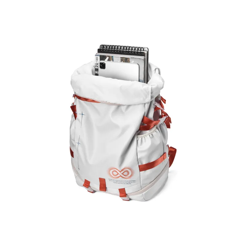 8atheist Polyester Backpack Large Size Unisex White Orange Color Blocking-3