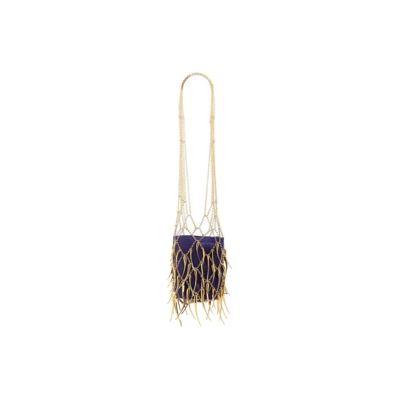 Paco Rabanne Fabric Crossbody Bag Shoulder Bag Women's Marine Blue & Gold-1