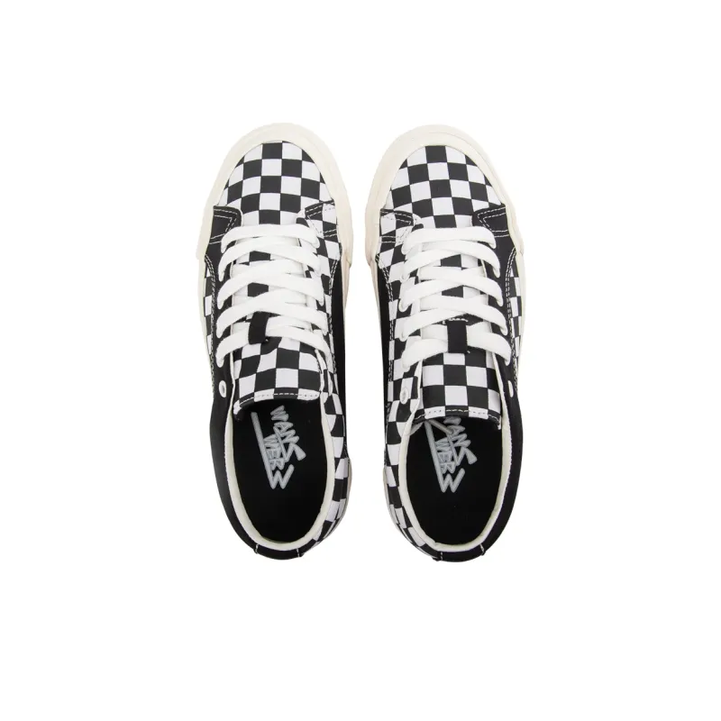 WANSWER Low Top Skateboard Shoes Unisex Black White Plaid-3