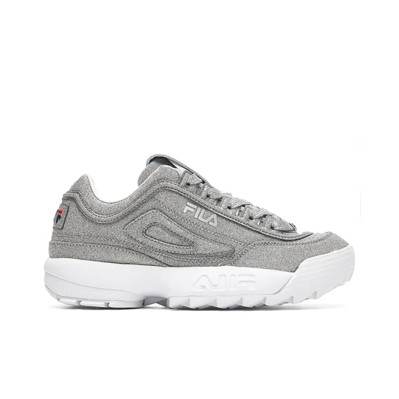 FILA Disruptor 2 Cushioning Anti-Slip Wear-Resistant Breathability Low-Top Chunky Sneakers Women's Silver Gray-1