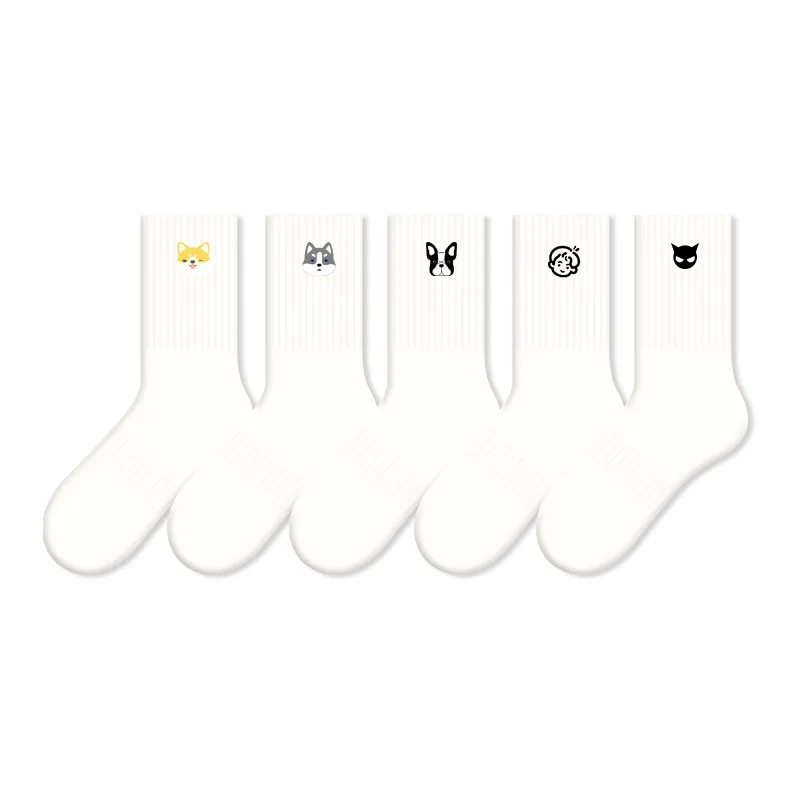 COTTON CHEESE Mid Calf Socks Unisex 5 Pack-7