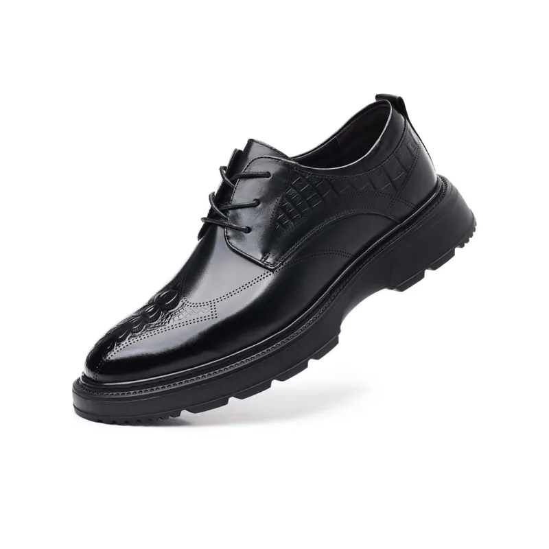 MODENGPAN Dress Shoes Men Low Top Brown/Black-6