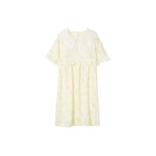 CAIHENGTONG Nightgown Women's Apricot