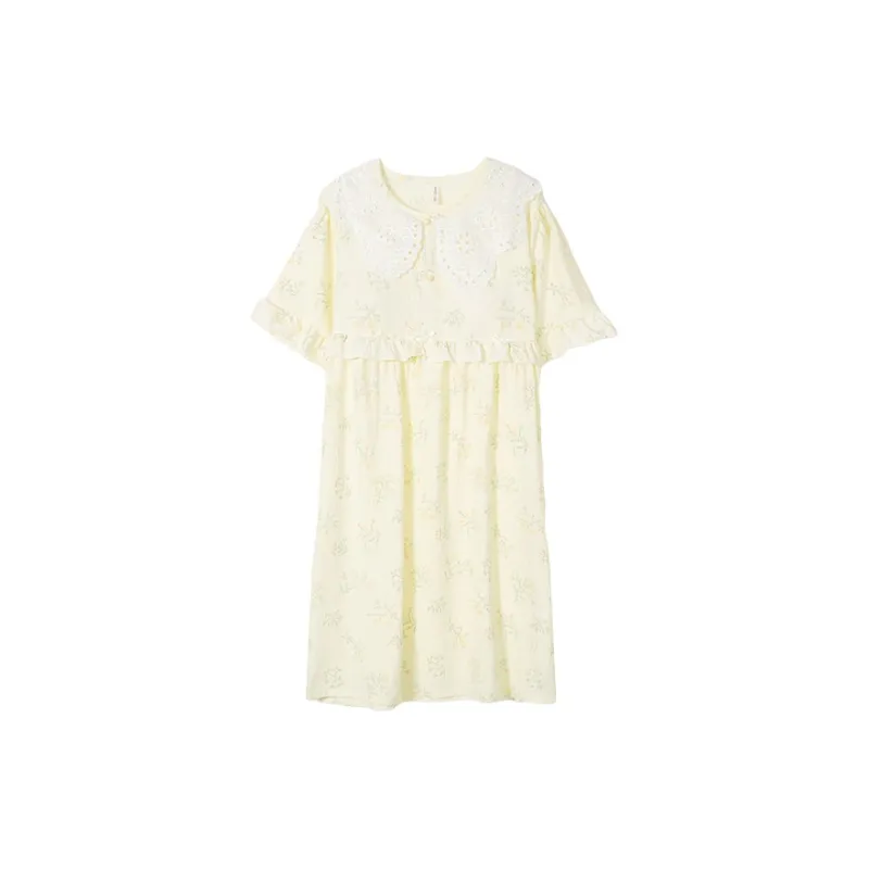 CAIHENGTONG Nightgown Women's Apricot-0