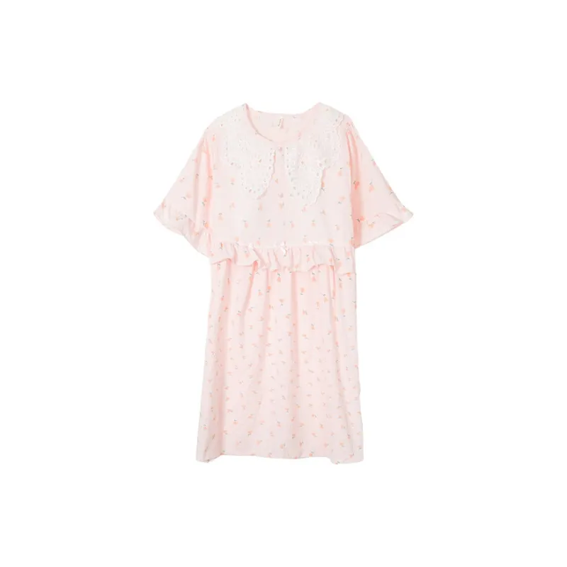 CAIHENGTONG Nightgown Women's Pink-0