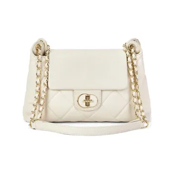 ST&SAT Cow Split Leather Crossbody Bag, Shoulder Bag Large Size Women's Elegant White/Elegant Black