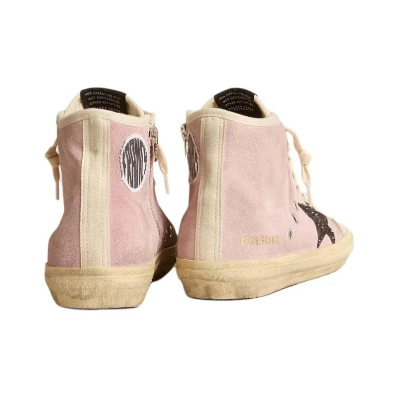 Golden Goose Francy High Top Skateboard Shoes Women's Pink-3