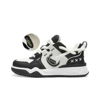 Cabbeen Versatile Casual Puffy Shoes Anti Slip Wear Resistant Low Top Skateboard Shoes Men's Black Romantic Confessions