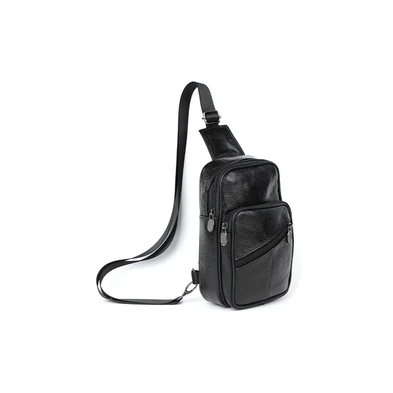 ROSEROOEN Top Grain Cow Leather Sling Bag Regular Unisex Coffee/Black/Brown-4