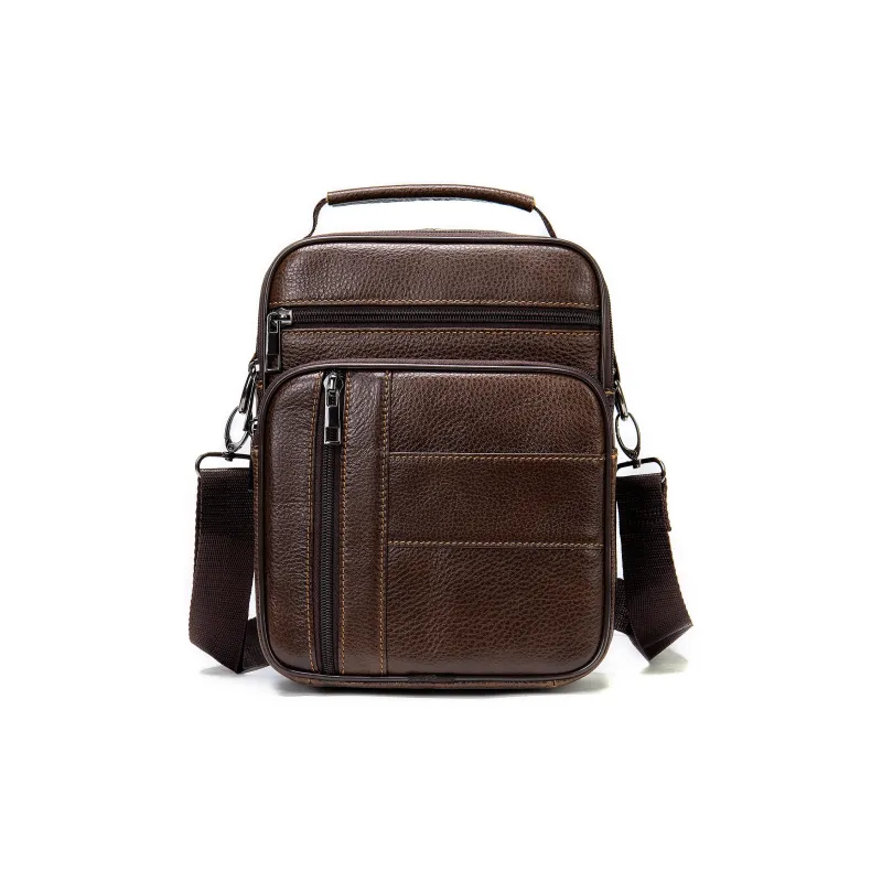 DOSRFINI Cow Leather Vintage One Shoulder Handbag Men's Black/Coffee/Brown-9