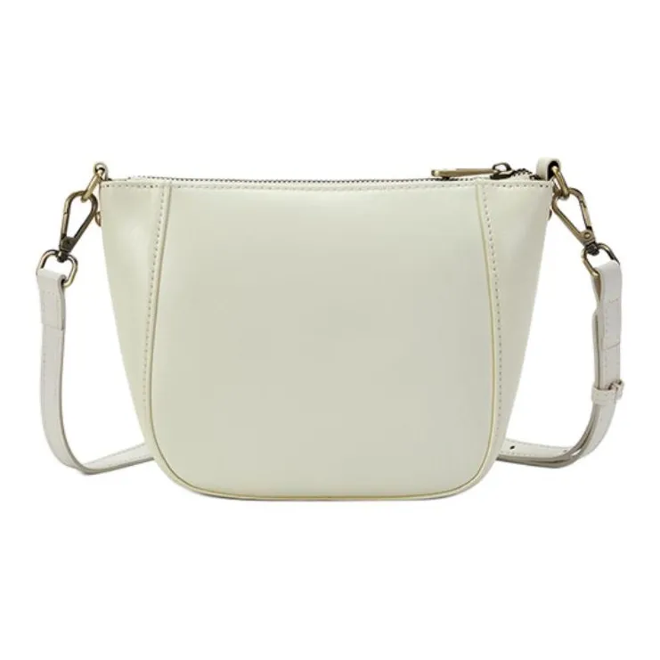 ST&SAT Top Grain Cow Leather Shoulder Bag, Crossbody Bag Medium Size Women's Elegant White/Elegant Black-4