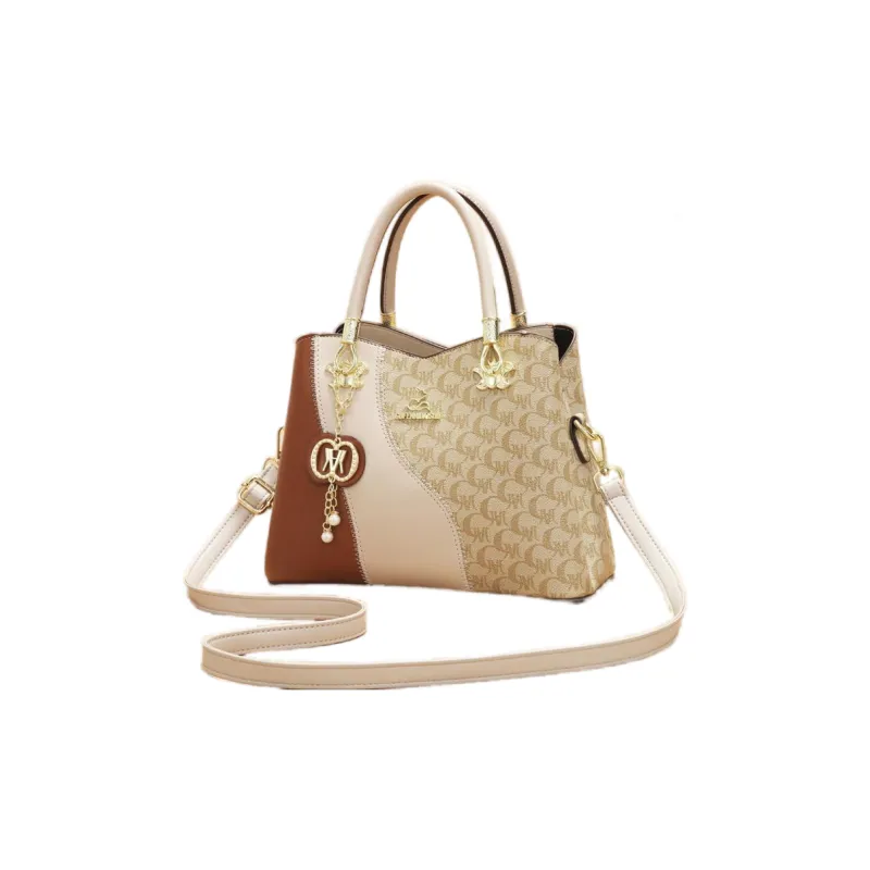 Weymond Soft Leather Shoulder Bag, Crossbody Bag, Handbag Women's Earth Yellow/Ecru-0